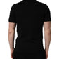 Black Cotton Collared Short Sleeves Men Polo T-shirt
