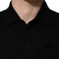 Black Cotton Collared Short Sleeves Men Polo T-shirt