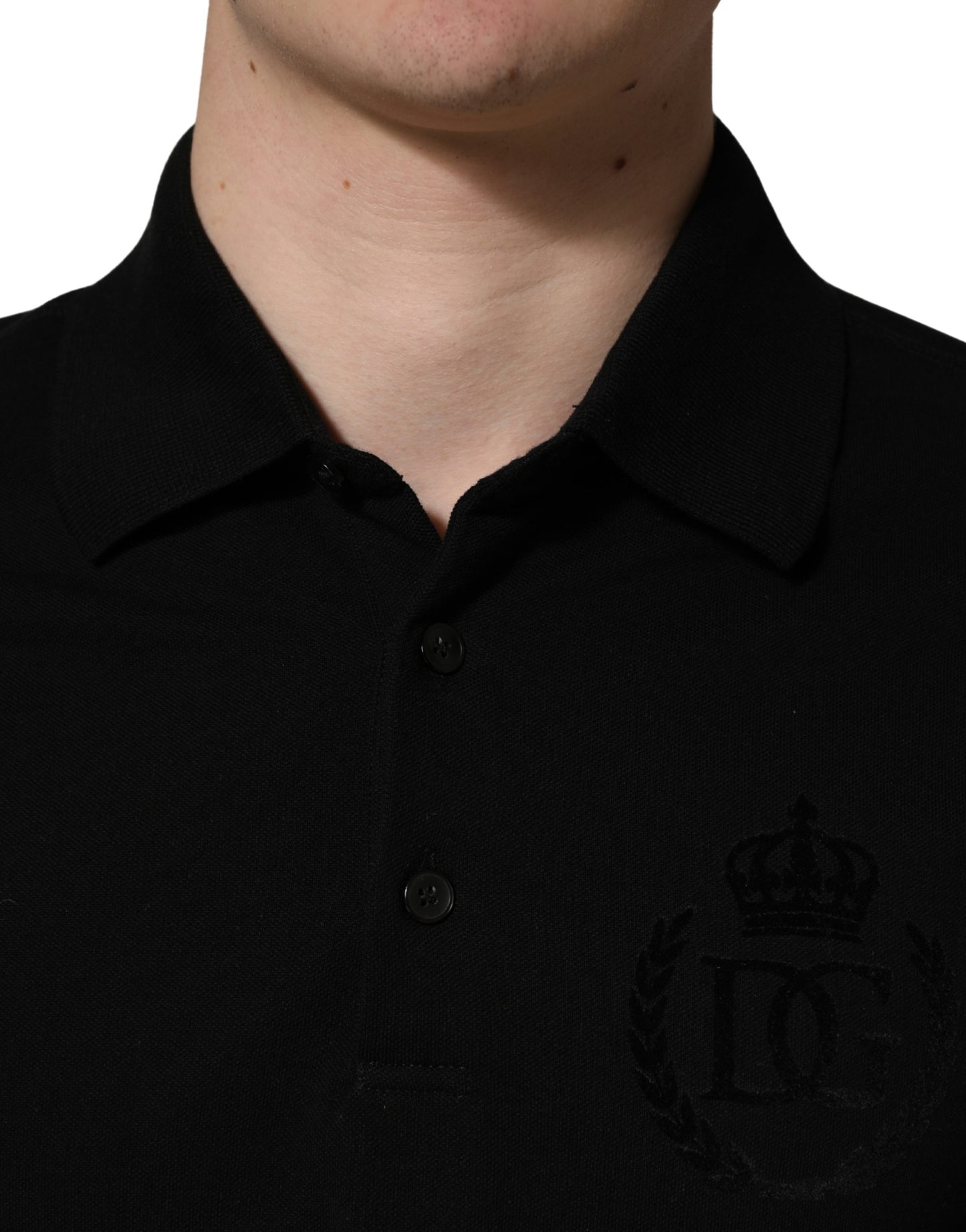Black Cotton Collared Short Sleeves Men Polo T-shirt