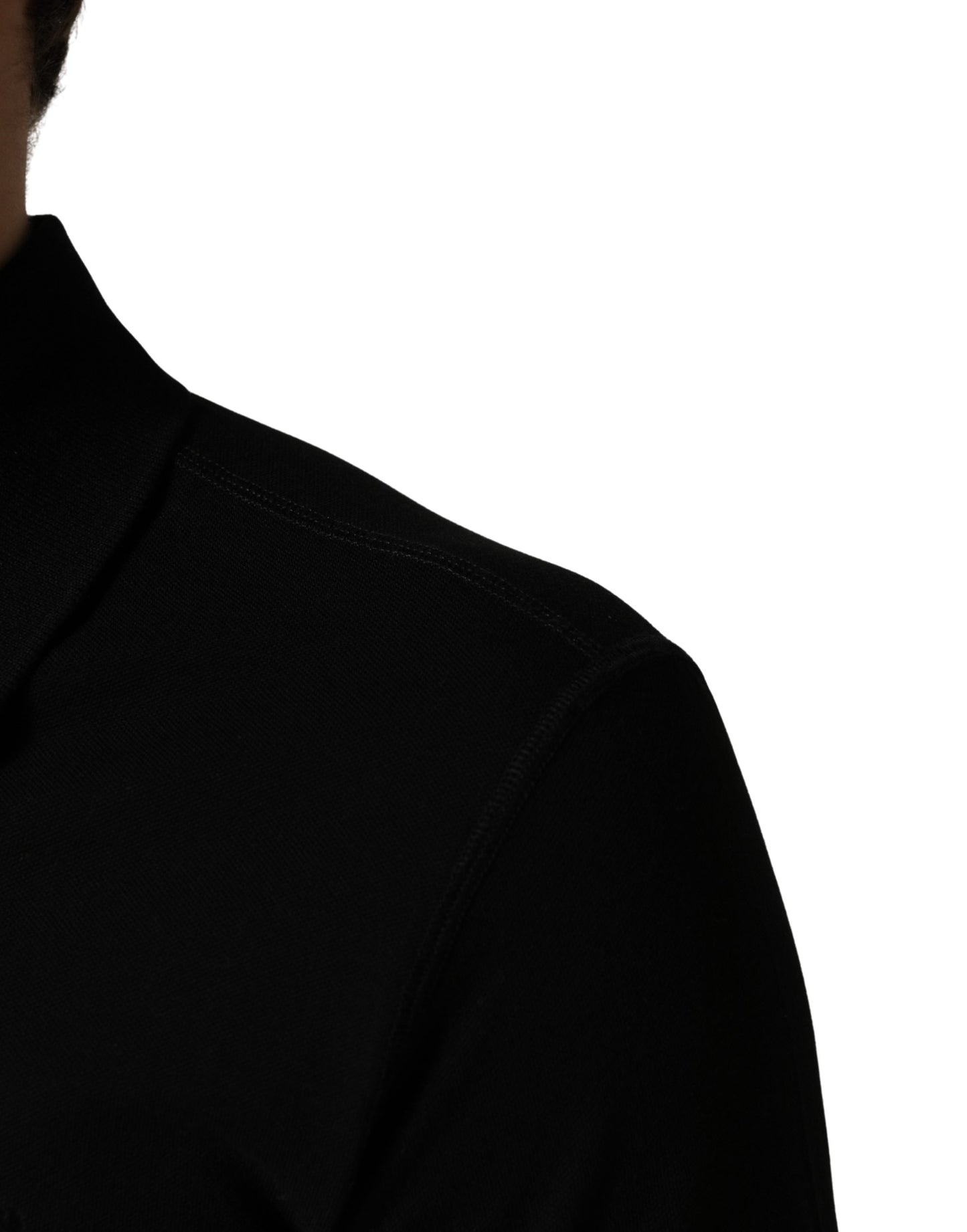 Black Cotton Collared Short Sleeves Men Polo T-shirt