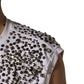 White Rhinestones Sleeveless Round Neck T-shirt