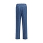 Blue Cotton Casual Pants