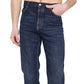 Blue Cotton Straight-Leg Jeans