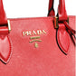 Red Saffiano Lux and Soft Leather Small Tote
