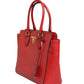 Red Saffiano Lux and Soft Leather Small Tote