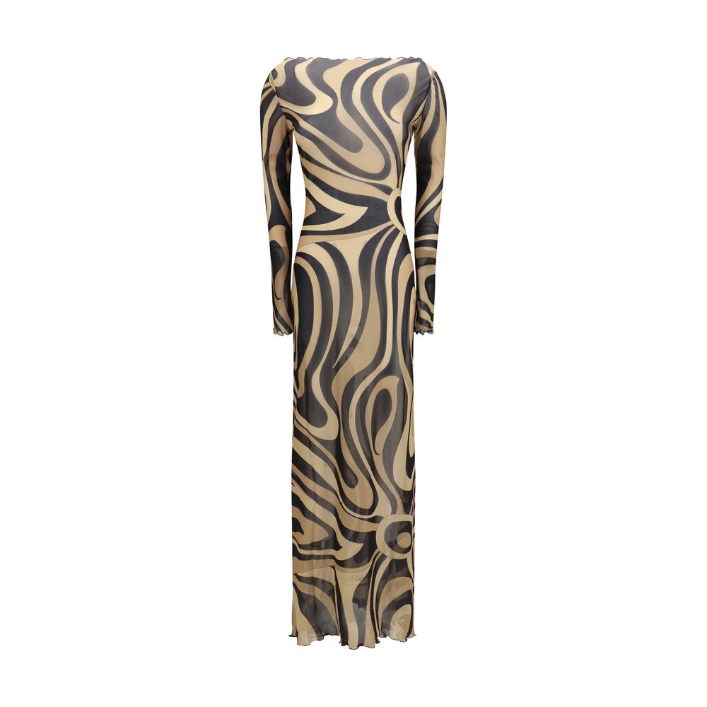 Beige Polyamide Long Dress