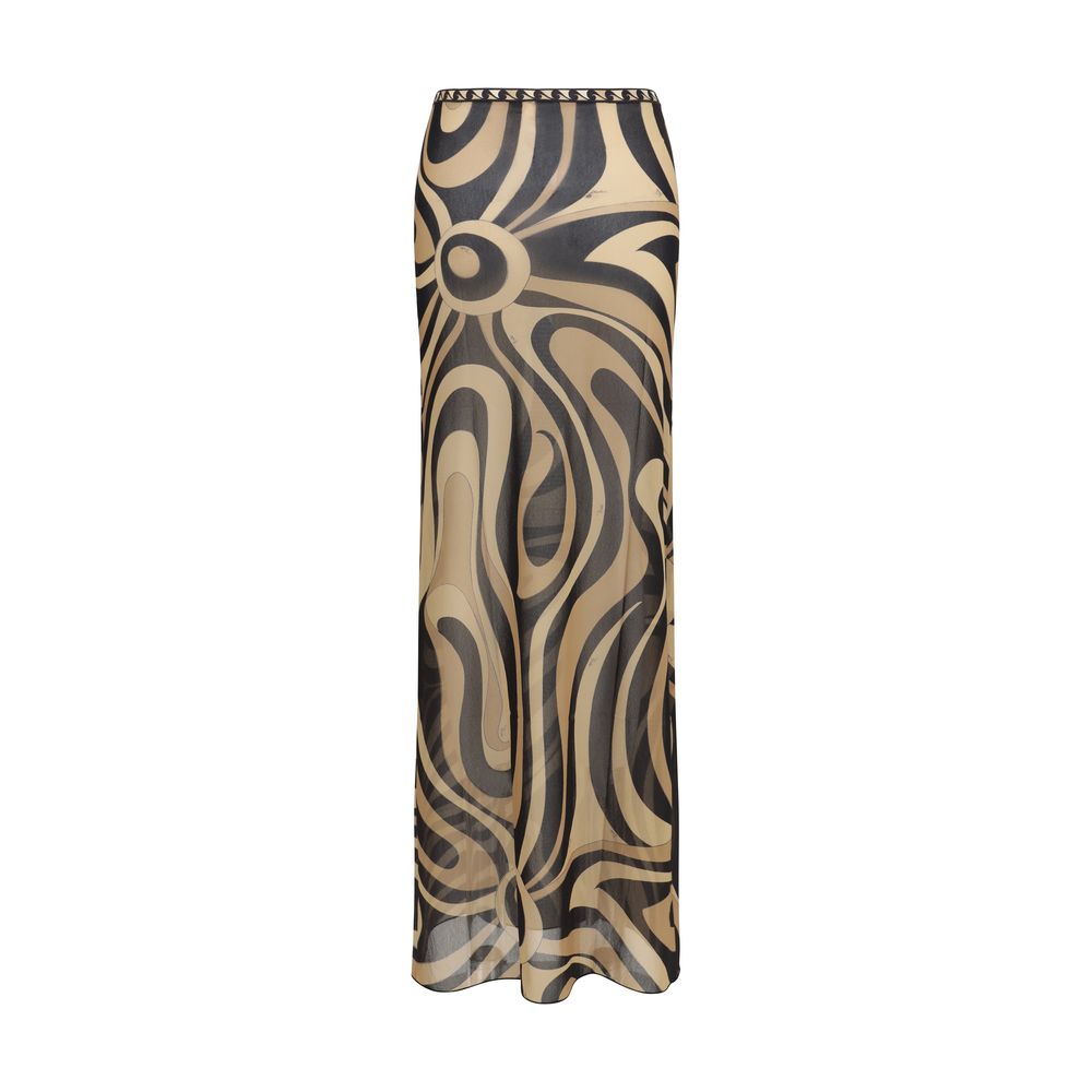 Beige Polyamide Long Skirt