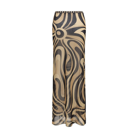 Beige Polyamide Long Skirt