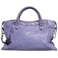 Purple Leather City Bag With Hardware