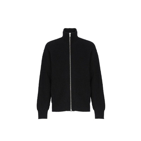 Black Alpaca Leather Cardigan