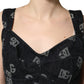 Black Cotton DG Logo Patterned Mini Dress