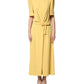 Yellow Short-Sleeved Crew Neck Midi Dress