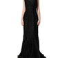 Black Lace Full Length Evening Gown Dress