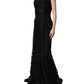 Black Lace Full Length Evening Gown Dress