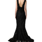 Black Lace Full Length Evening Gown Dress