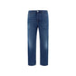 Blue Cotton Tapered Jeans