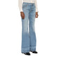 Blue Cotton Flared Jeans