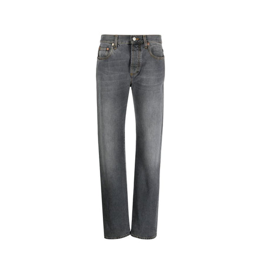 Gray Cotton Relaxed Fit Jeans