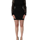 Black Viscose Lace Long Sleeves Mini Dress