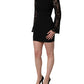 Black Viscose Lace Long Sleeves Mini Dress