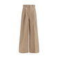 Beige Cotton Flared Pants