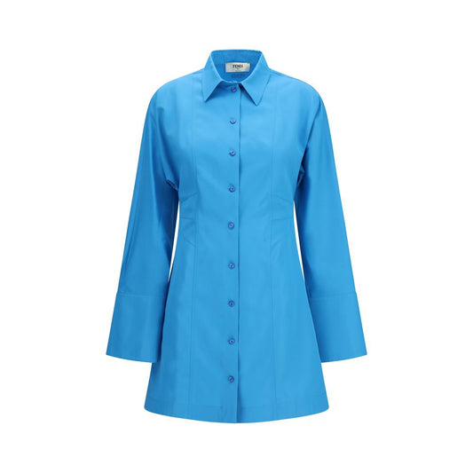 Blue Viscose Casual Dress