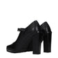 Black Leather High Heel Pumps