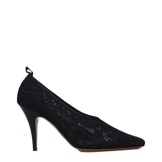Black Fabric High Heel Pumps