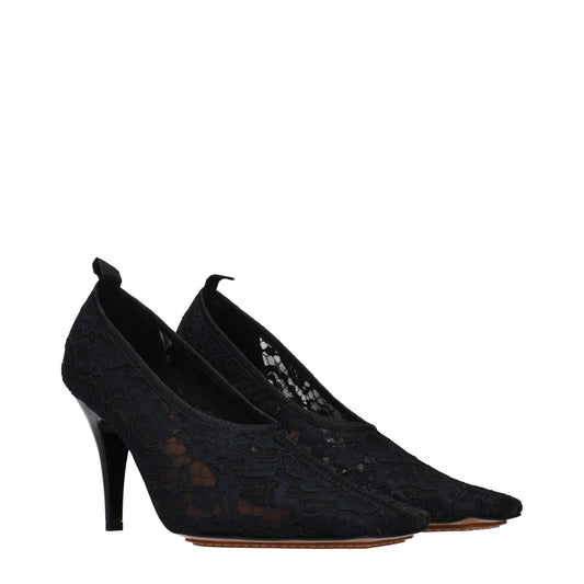 Black Fabric High Heel Pumps