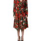 Multicolor Floral Long Sleeves V-neck Dress