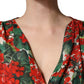 Multicolor Floral Long Sleeves V-neck Dress