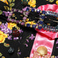 Black Purple Crystal Brooch Silk Midi Dress
