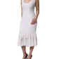 White Floral Lace Sleeveless Midi Dress