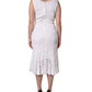 White Floral Lace Sleeveless Midi Dress