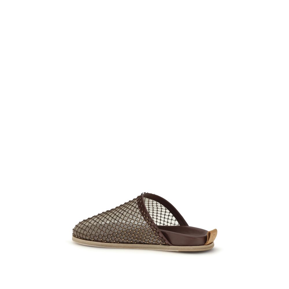 Brown Calf Leather Bos Taurus Mules