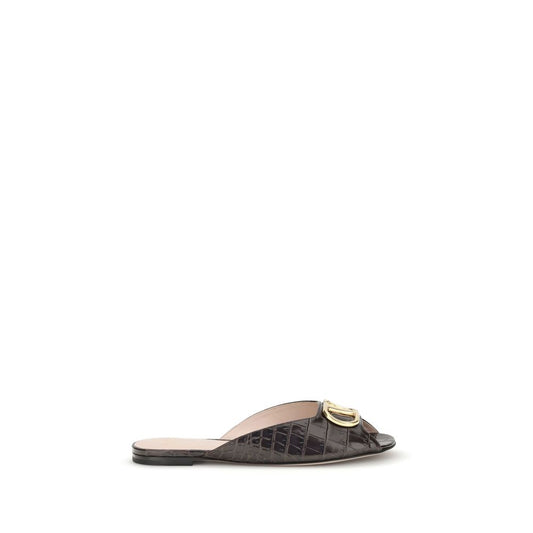 Brown Calf Leather Bos Taurus Flat Sandals