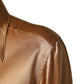 Gold Tone SatinFinish Silk Collared Shirt Top