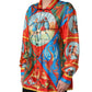Multicolor Printed Long Sleeve Button Down Shirt Top