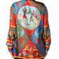 Multicolor Printed Long Sleeve Button Down Shirt Top
