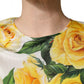 Yellow Rose Floral Long Sleeves Blouse Top
