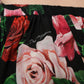 Black Rose Print Silk Off The Shoulder Blouse Top