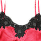 Red Silk Lace Trim Camisole Sleeveless Tank Top