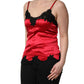 Red Silk Lace Trim Camisole Sleeveless Tank Top