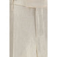 Beige Silk Casual Pants