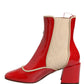 Red Button Embellished Ankle Boots Shoes