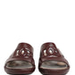 Maroon Leather Cutout DG Logo Sandals Shoes