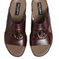 Maroon Leather Cutout DG Logo Sandals Shoes