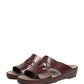 Maroon Leather Cutout DG Logo Sandals Shoes