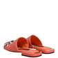 Orange DG Logo Leather Flats Sandals Shoes