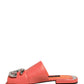 Orange DG Logo Leather Flats Sandals Shoes